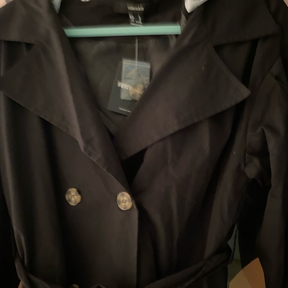 Forever 21 Belted Long Overcoat with Detachable Grey Hood NWT - Picture 8 of 10